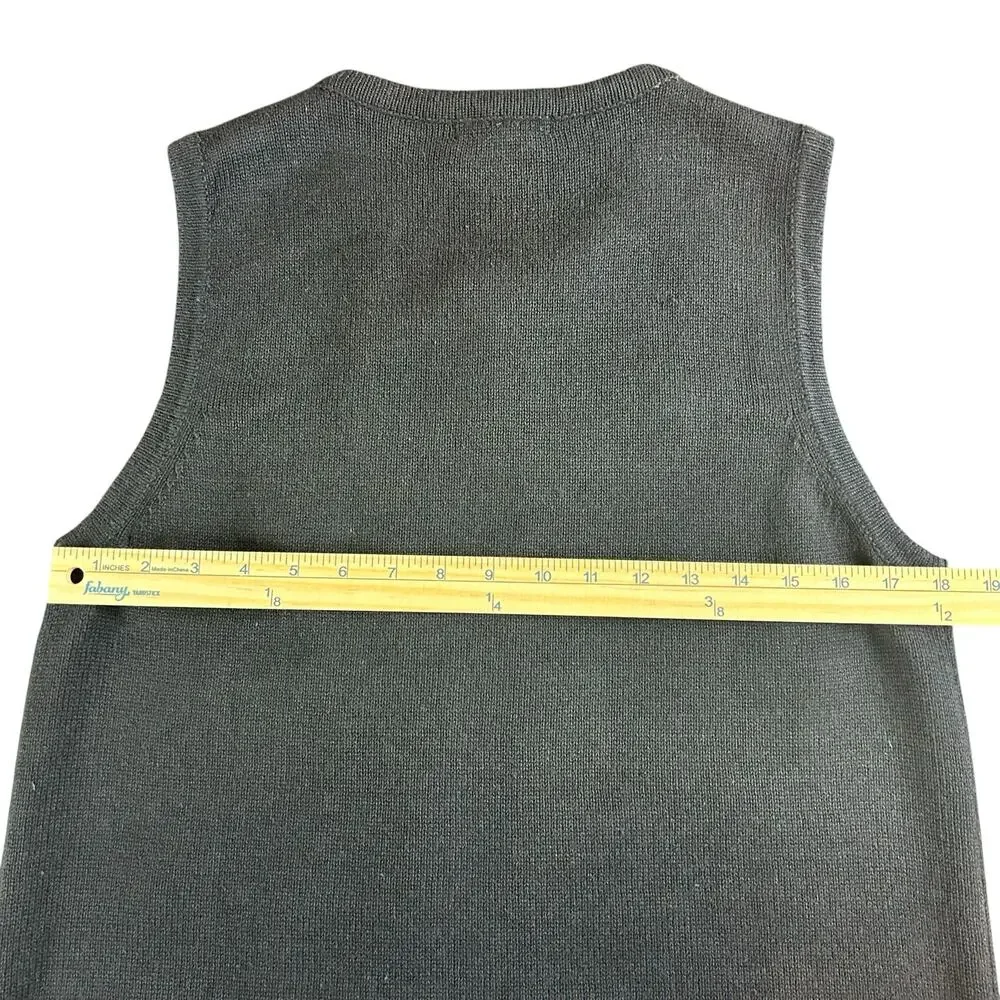 CDP & Co Knit Vest Size  Medium Black Silver Snowflake Embroidered Beaded Top